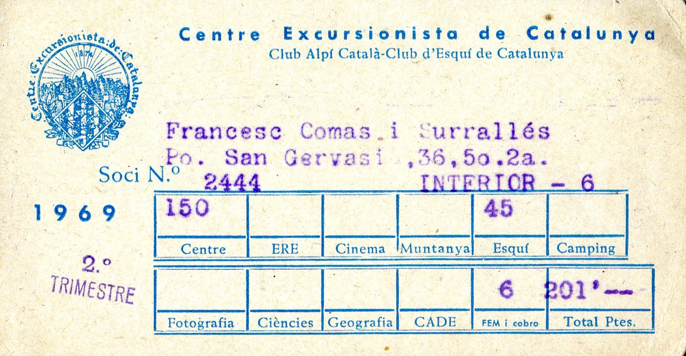 [Carnet] Soci : Centre Excursionista de Catalunya : 1969 - Portada